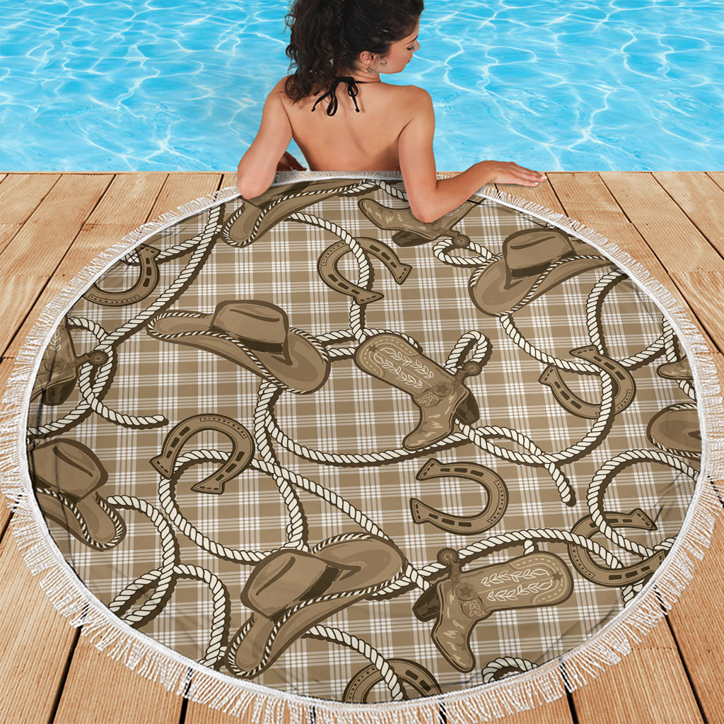 Beige Hawaii Palaka Cowboy Beach Blanket Hawaiian Paniolo Festival Spirit