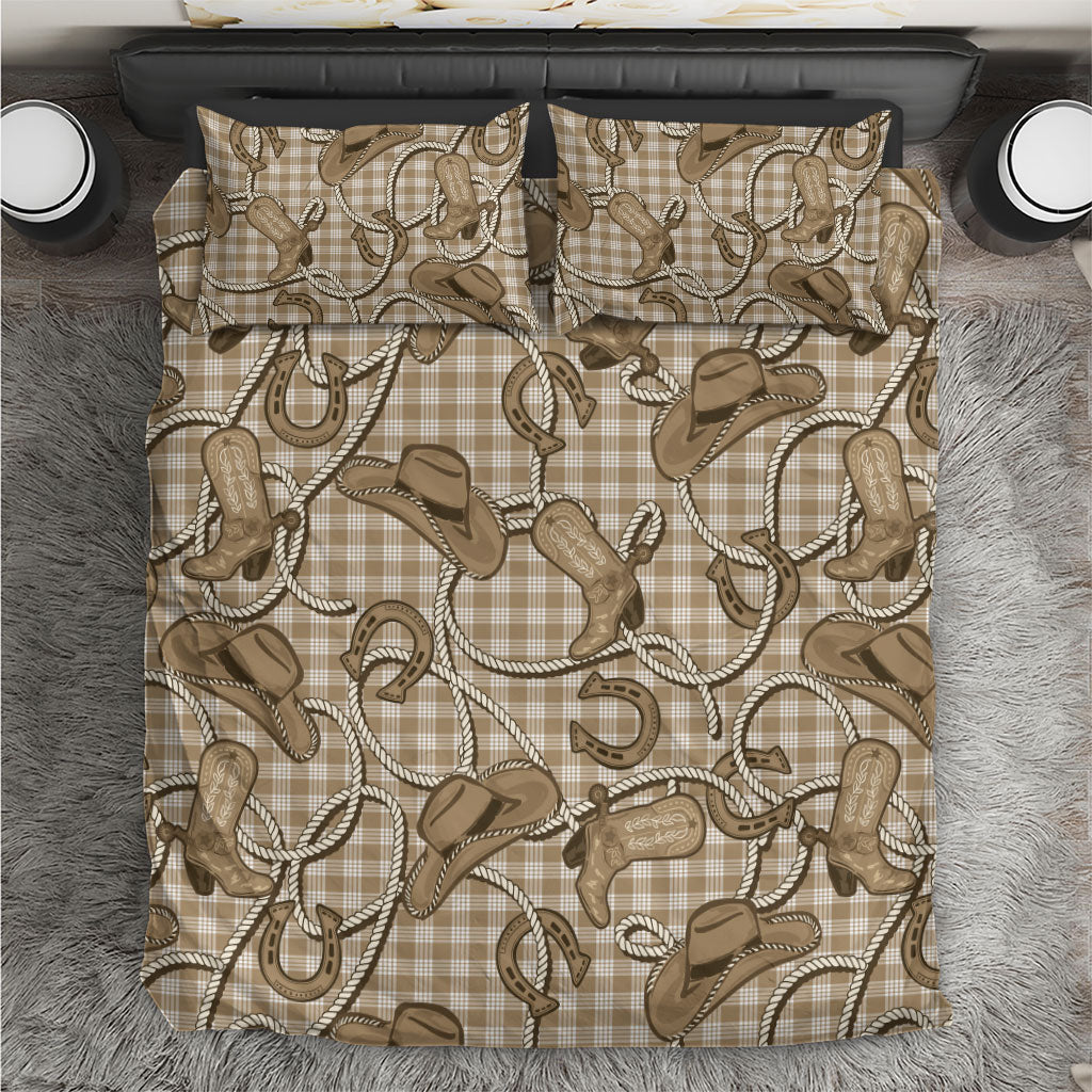 Beige Hawaii Palaka Cowboy Bedding Set Hawaiian Paniolo Festival Spirit