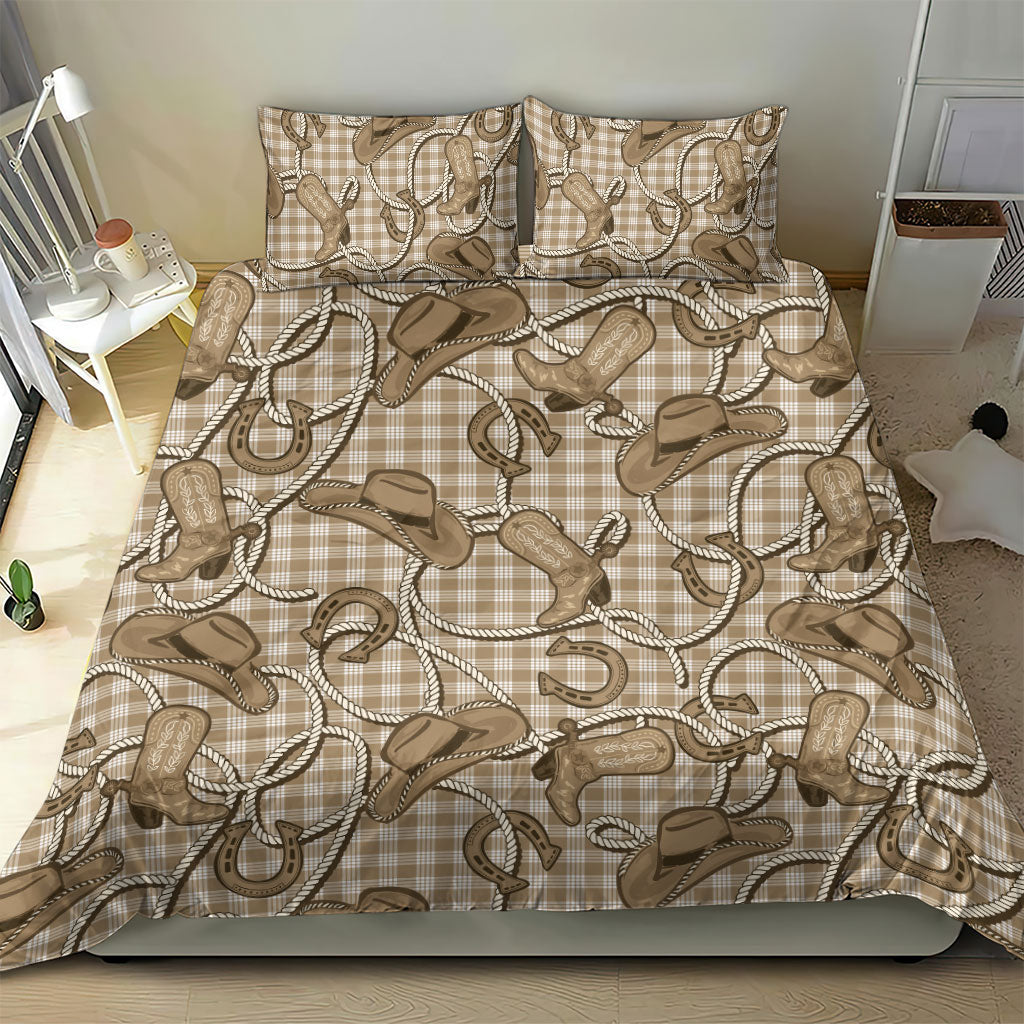 Beige Hawaii Palaka Cowboy Bedding Set Hawaiian Paniolo Festival Spirit