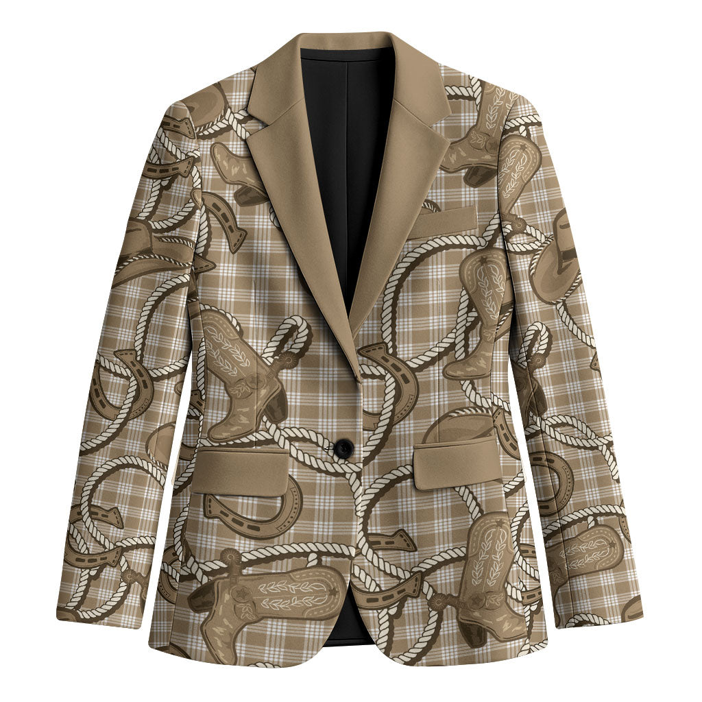 Beige Hawaii Palaka Cowboy Blazer Hawaiian Paniolo Festival Spirit LT19 Unisex Beige - Polynesian Pride