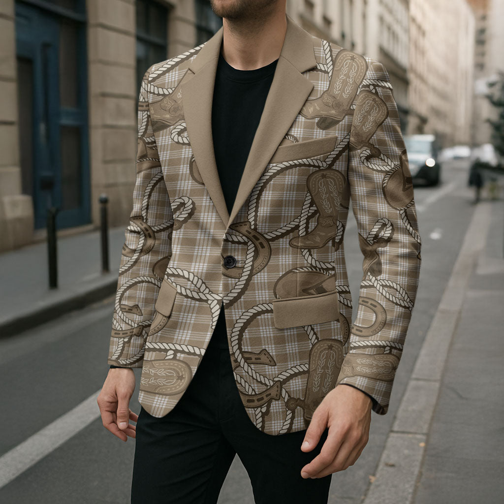 Beige Hawaii Palaka Cowboy Blazer Hawaiian Paniolo Festival Spirit