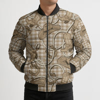 Beige Hawaii Palaka Cowboy Bomber Puffer Jacket Hawaiian Paniolo Festival Spirit