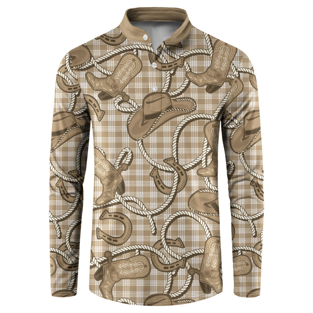 Beige Hawaii Palaka Cowboy Button Sweatshirt Hawaiian Paniolo Festival Spirit