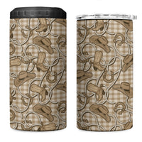 Beige Hawaii Palaka Cowboy 4 in 1 Can Cooler Tumbler Hawaiian Paniolo Festival Spirit