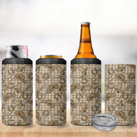 Beige Hawaii Palaka Cowboy 4 in 1 Can Cooler Tumbler Hawaiian Paniolo Festival Spirit