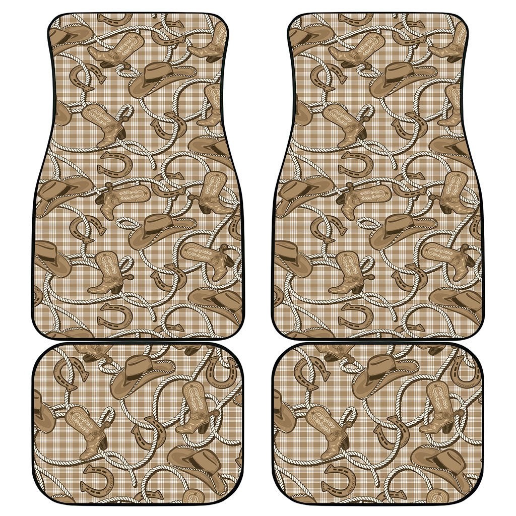 Beige Hawaii Palaka Cowboy Car Mats Hawaiian Paniolo Festival Spirit