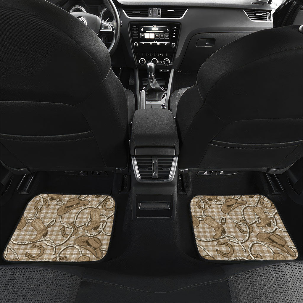 Beige Hawaii Palaka Cowboy Car Mats Hawaiian Paniolo Festival Spirit