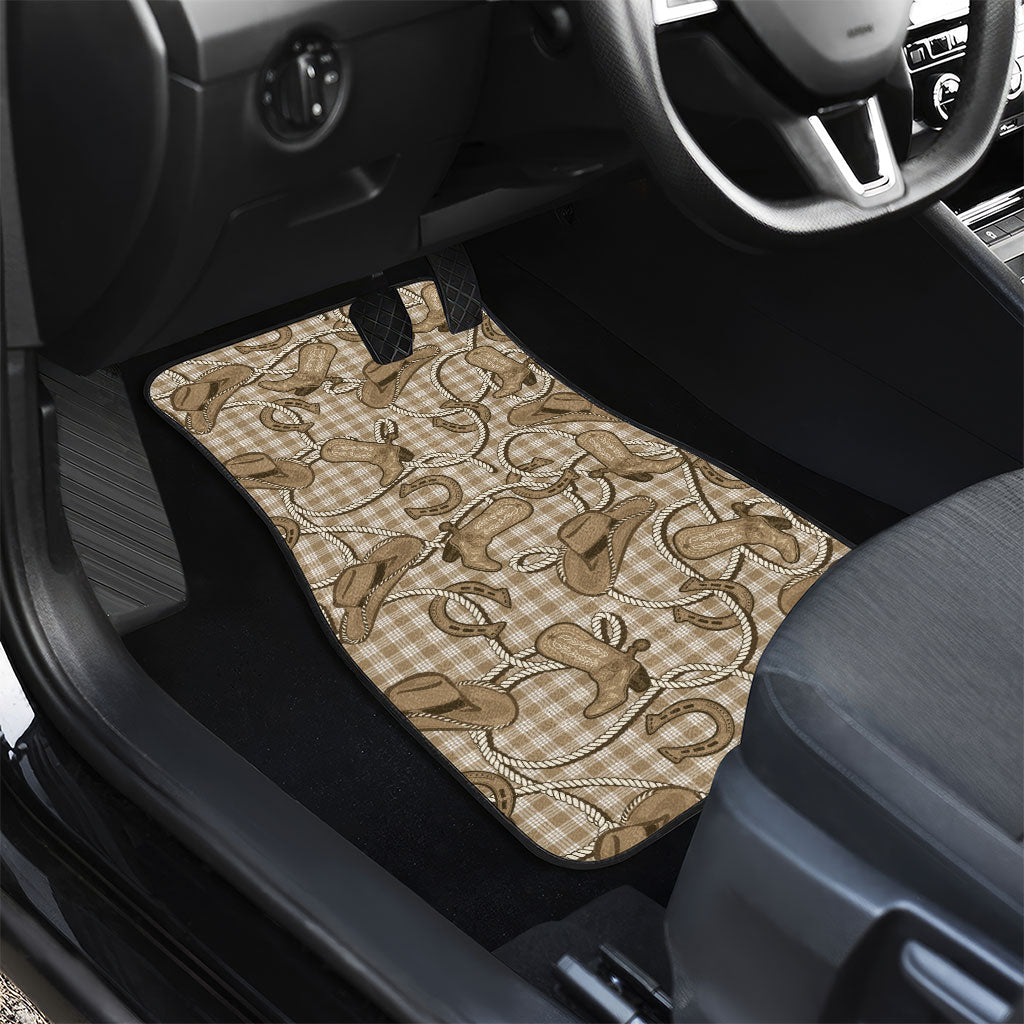 Beige Hawaii Palaka Cowboy Car Mats Hawaiian Paniolo Festival Spirit