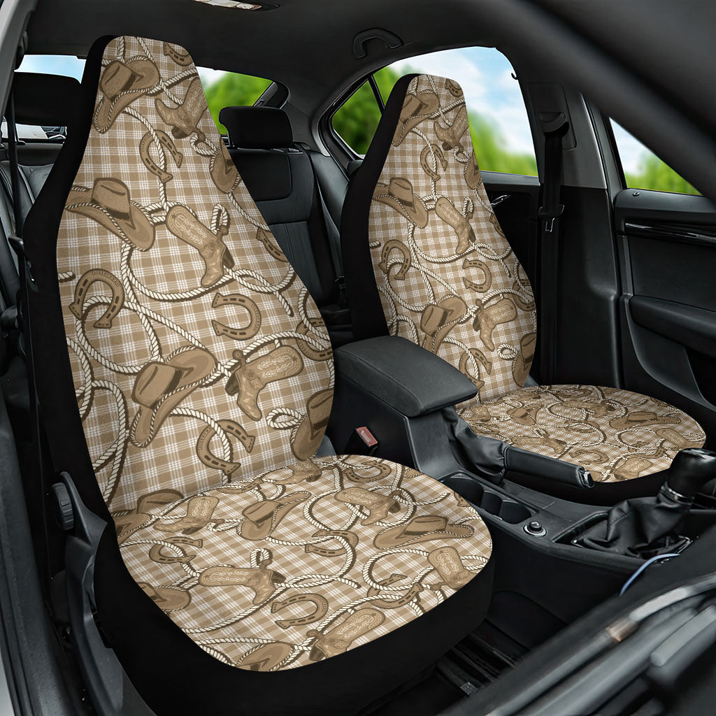 Beige Hawaii Palaka Cowboy Car Seat Cover Hawaiian Paniolo Festival Spirit