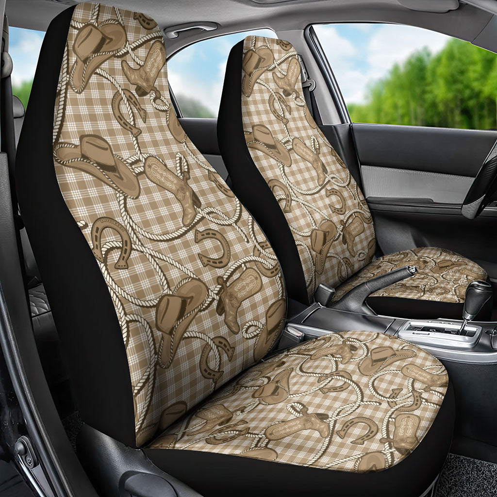 Beige Hawaii Palaka Cowboy Car Seat Cover Hawaiian Paniolo Festival Spirit