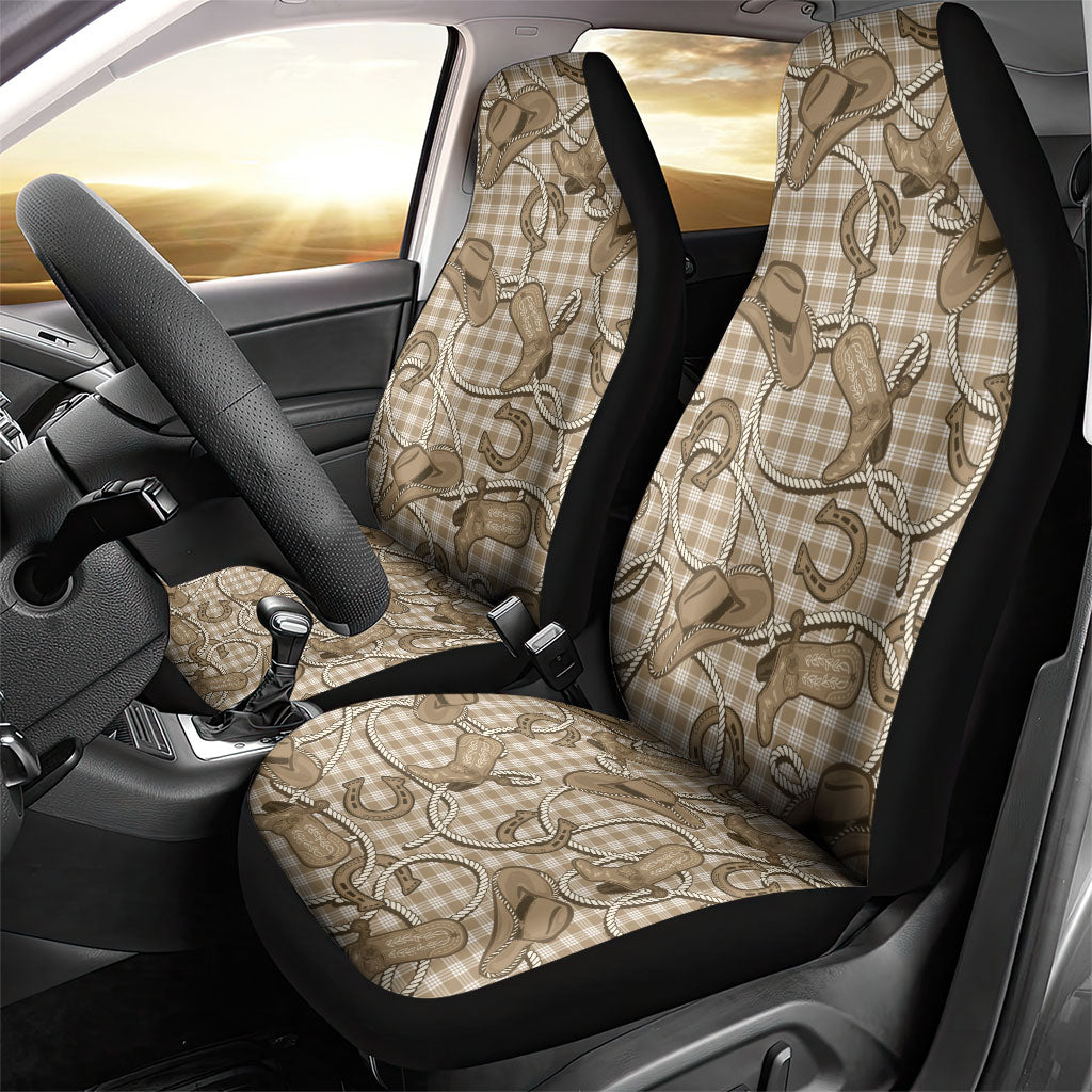 Beige Hawaii Palaka Cowboy Car Seat Cover Hawaiian Paniolo Festival Spirit