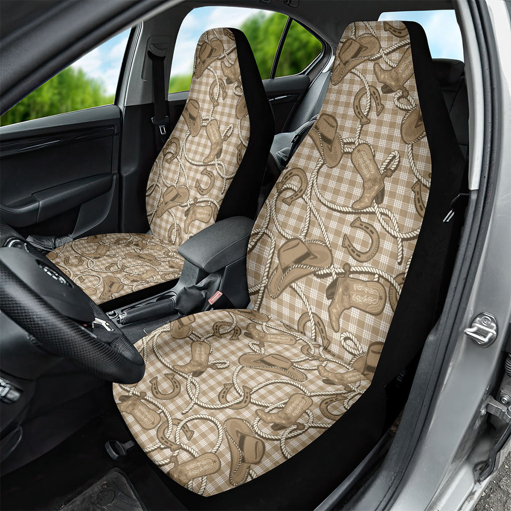 Beige Hawaii Palaka Cowboy Car Seat Cover Hawaiian Paniolo Festival Spirit