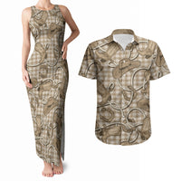 Beige Hawaii Palaka Cowboy Couples Matching Tank Maxi Dress and Hawaiian Shirt Hawaiian Paniolo Festival Spirit