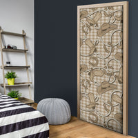 Beige Hawaii Palaka Cowboy Door Cover Hawaiian Paniolo Festival Spirit