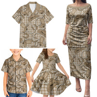 Beige Hawaii Palaka Cowboy Family Matching Puletasi and Hawaiian Shirt Hawaiian Paniolo Festival Spirit