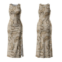 Beige Hawaii Palaka Cowboy Family Matching Tank Maxi Dress and Hawaiian Shirt Hawaiian Paniolo Festival Spirit
