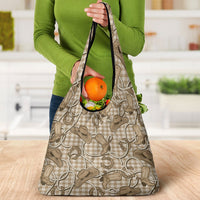 Beige Hawaii Palaka Cowboy Grocery Bag Hawaiian Paniolo Festival Spirit