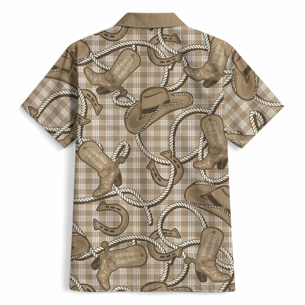Beige Hawaii Palaka Cowboy Hawaiian Shirt Hawaiian Paniolo Festival Spirit