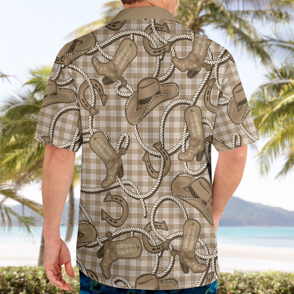 Beige Hawaii Palaka Cowboy Hawaiian Shirt Hawaiian Paniolo Festival Spirit