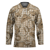 Beige Hawaii Palaka Cowboy Hockey Jersey Hawaiian Paniolo Festival Spirit