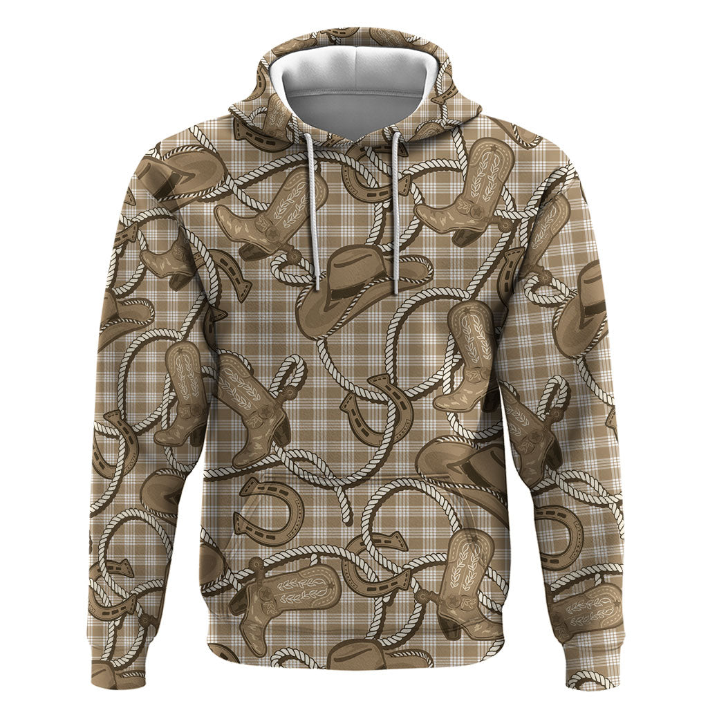 Beige Hawaii Palaka Cowboy Hoodie Hawaiian Paniolo Festival Spirit