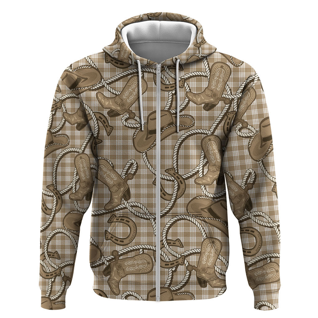 Beige Hawaii Palaka Cowboy Hoodie Hawaiian Paniolo Festival Spirit