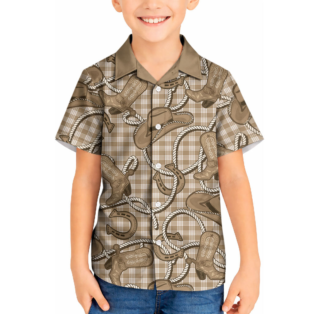 Beige Hawaii Palaka Cowboy Kid Hawaiian Shirt Hawaiian Paniolo Festival Spirit