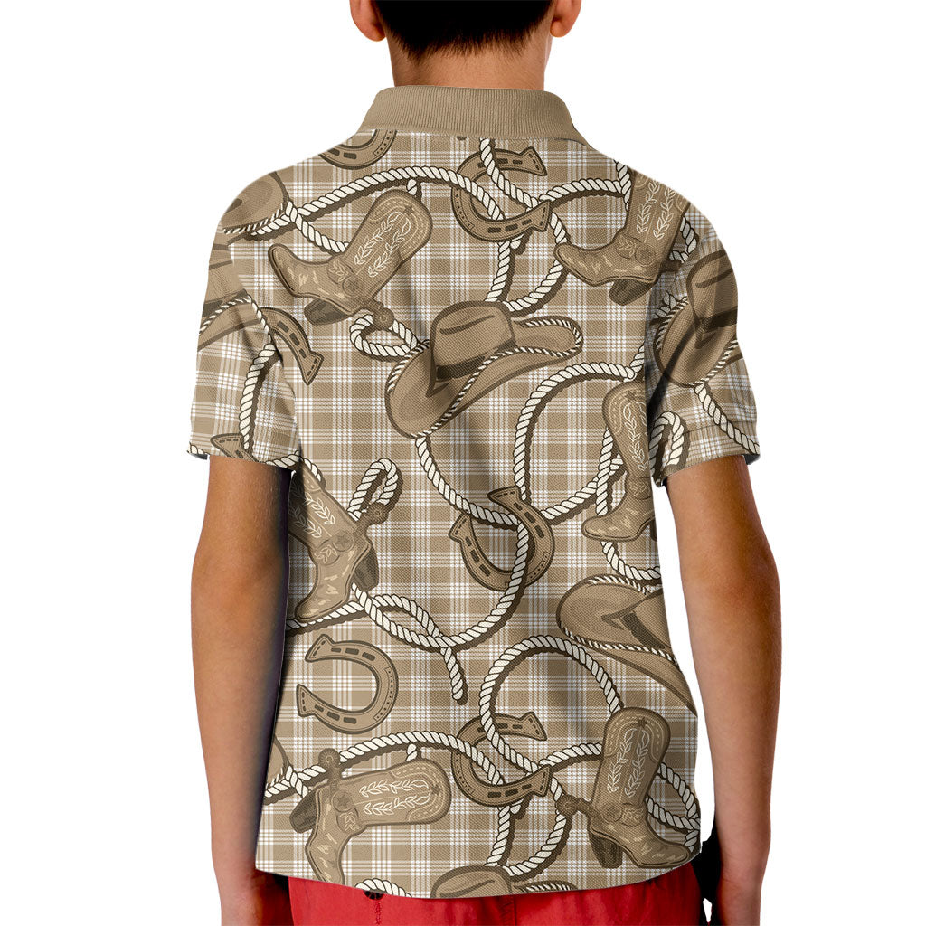 Beige Hawaii Palaka Cowboy Kid Polo Shirt Hawaiian Paniolo Festival Spirit