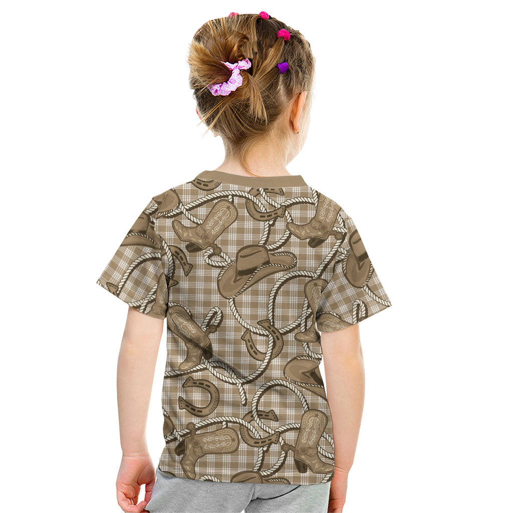 Beige Hawaii Palaka Cowboy Kid T Shirt Hawaiian Paniolo Festival Spirit
