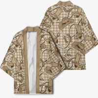 Beige Hawaii Palaka Cowboy Kimono Hawaiian Paniolo Festival Spirit