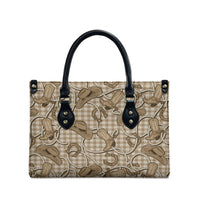 Beige Hawaii Palaka Cowboy Leather Bag Hawaiian Paniolo Festival Spirit