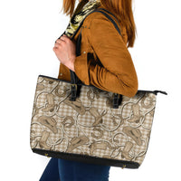 Beige Hawaii Palaka Cowboy Leather Tote Bag Hawaiian Paniolo Festival Spirit