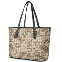 Beige Hawaii Palaka Cowboy Leather Tote Bag Hawaiian Paniolo Festival Spirit