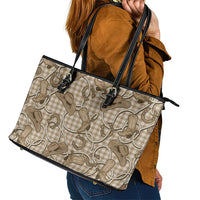 Beige Hawaii Palaka Cowboy Leather Tote Bag Hawaiian Paniolo Festival Spirit