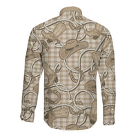 Beige Hawaii Palaka Cowboy Long Sleeve Button Shirt Hawaiian Paniolo Festival Spirit