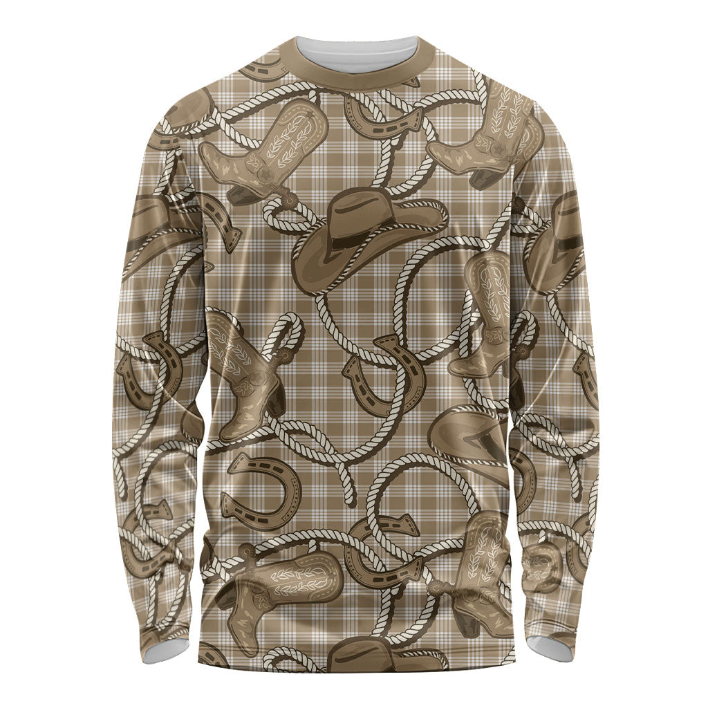Beige Hawaii Palaka Cowboy Long Sleeve Shirt Hawaiian Paniolo Festival Spirit