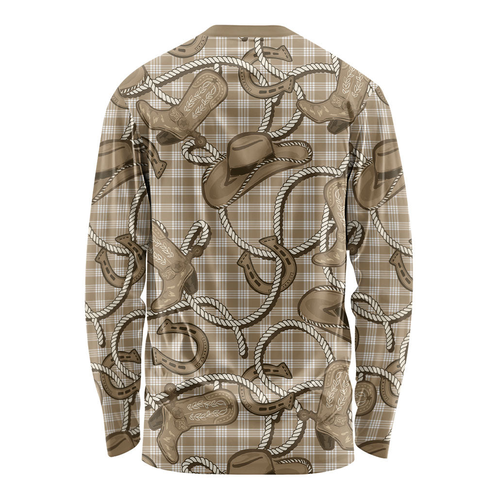 Beige Hawaii Palaka Cowboy Long Sleeve Shirt Hawaiian Paniolo Festival Spirit