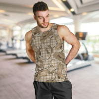 Beige Hawaii Palaka Cowboy Men Tank Top Hawaiian Paniolo Festival Spirit