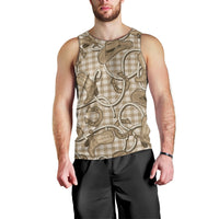 Beige Hawaii Palaka Cowboy Men Tank Top Hawaiian Paniolo Festival Spirit