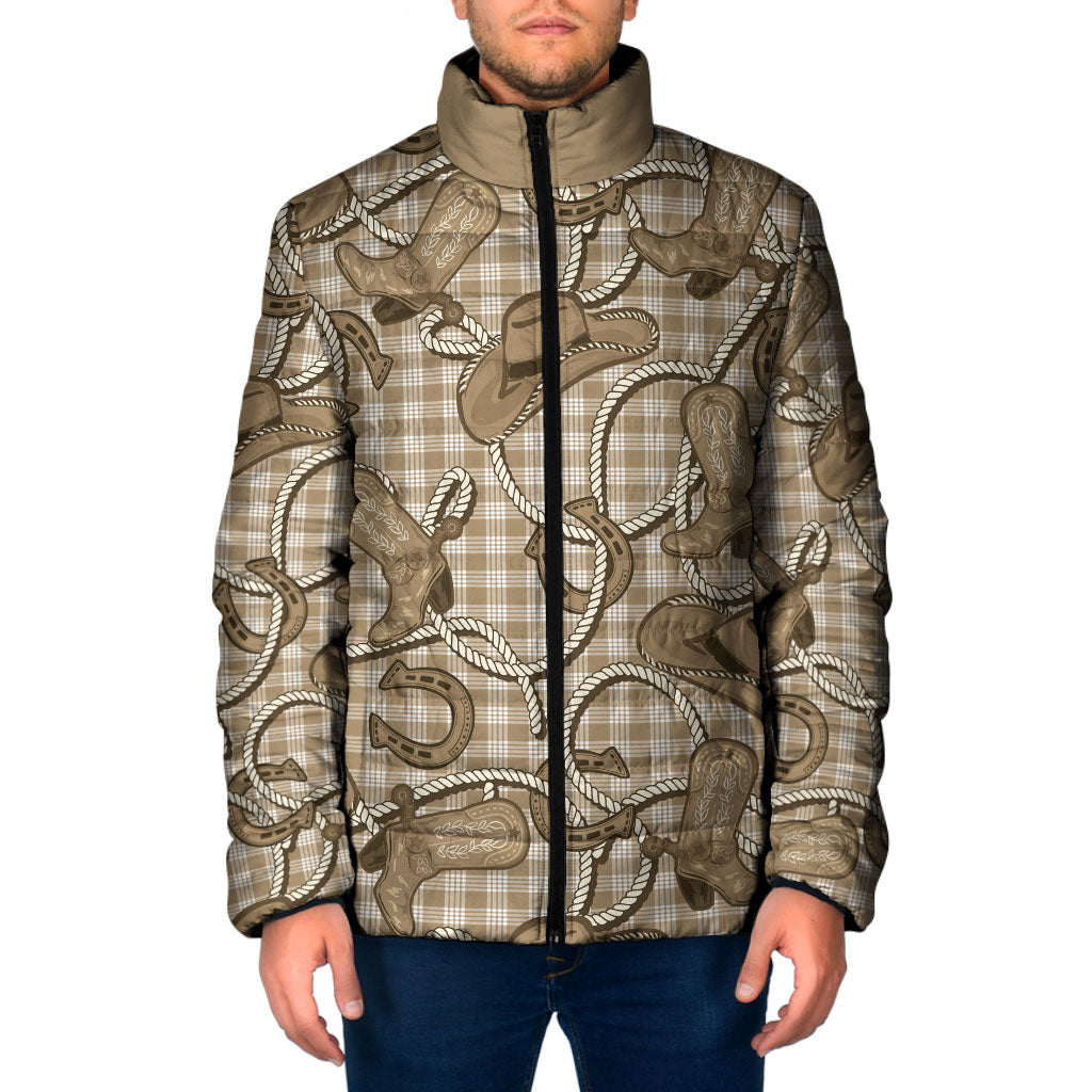 Beige Hawaii Palaka Cowboy Padded Jacket Hawaiian Paniolo Festival Spirit