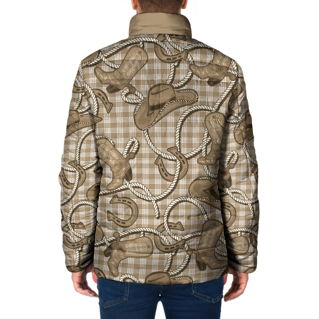Beige Hawaii Palaka Cowboy Padded Jacket Hawaiian Paniolo Festival Spirit