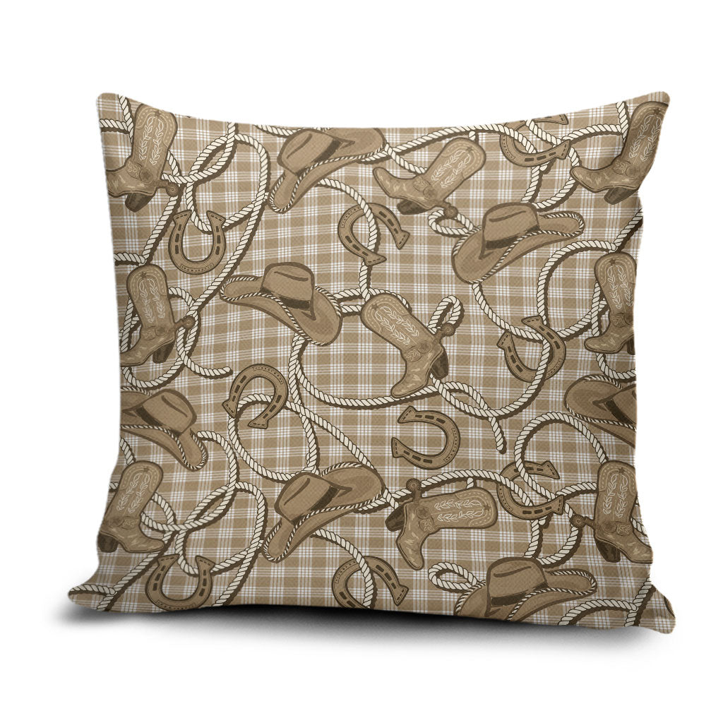Beige Hawaii Palaka Cowboy Pillow Cover Hawaiian Paniolo Festival Spirit