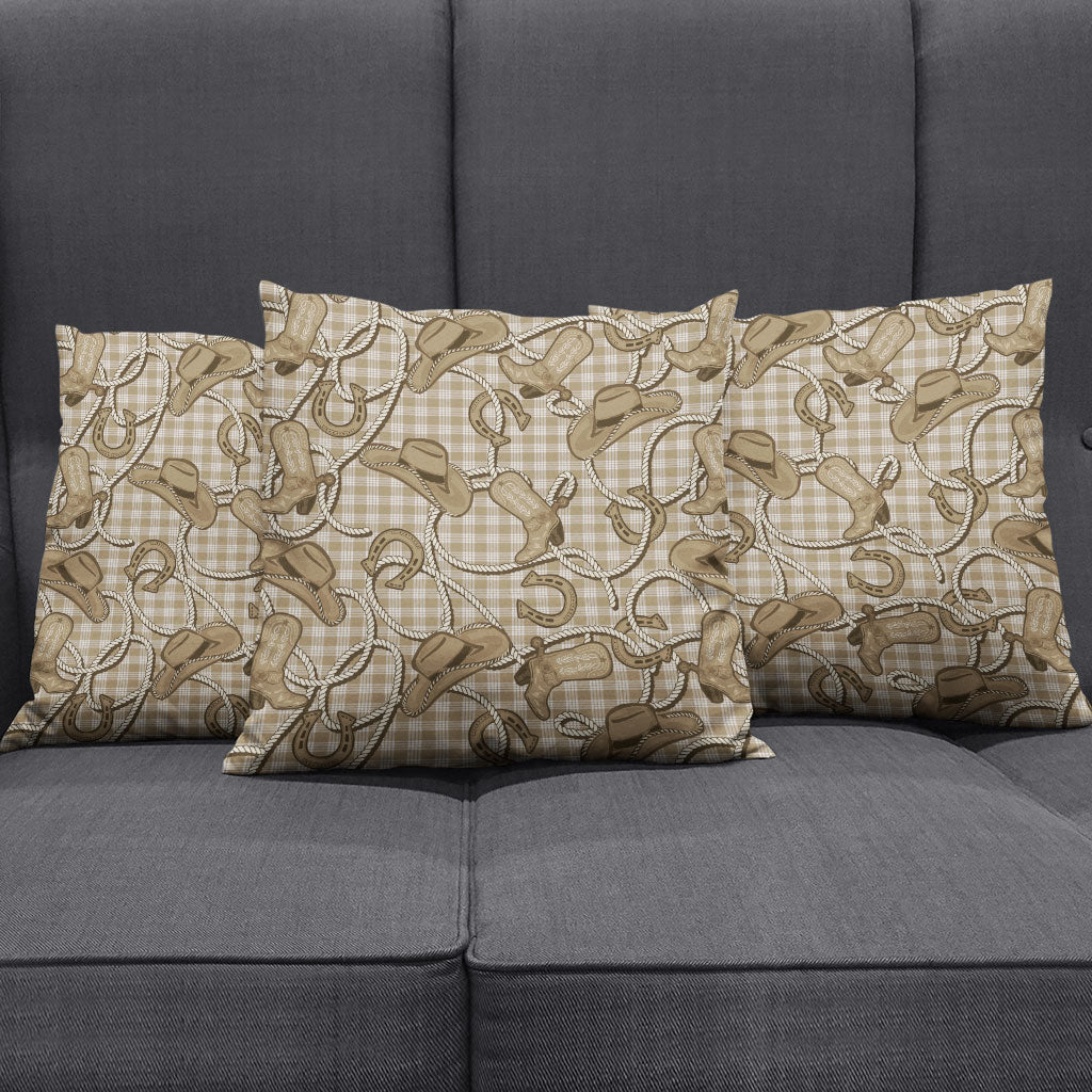 Beige Hawaii Palaka Cowboy Pillow Cover Hawaiian Paniolo Festival Spirit