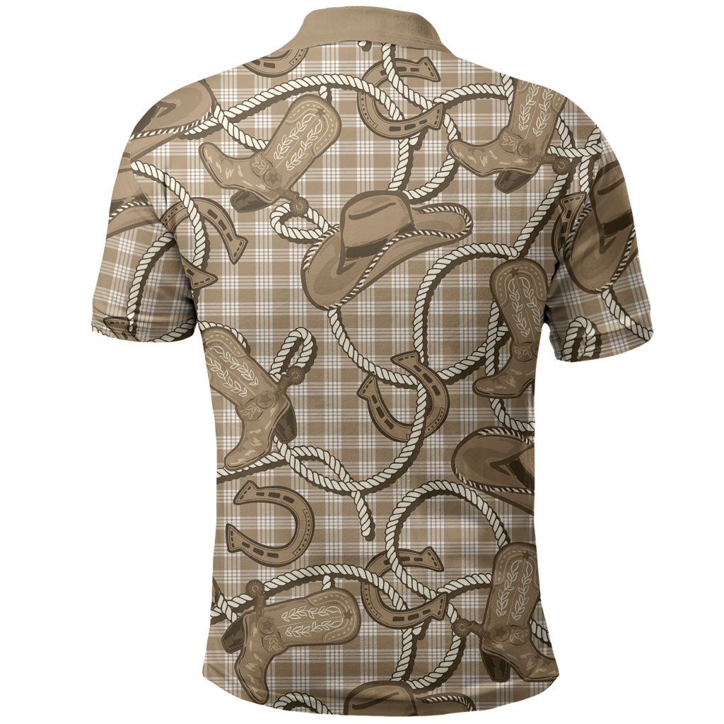 Beige Hawaii Palaka Cowboy Polo Shirt Hawaiian Paniolo Festival Spirit