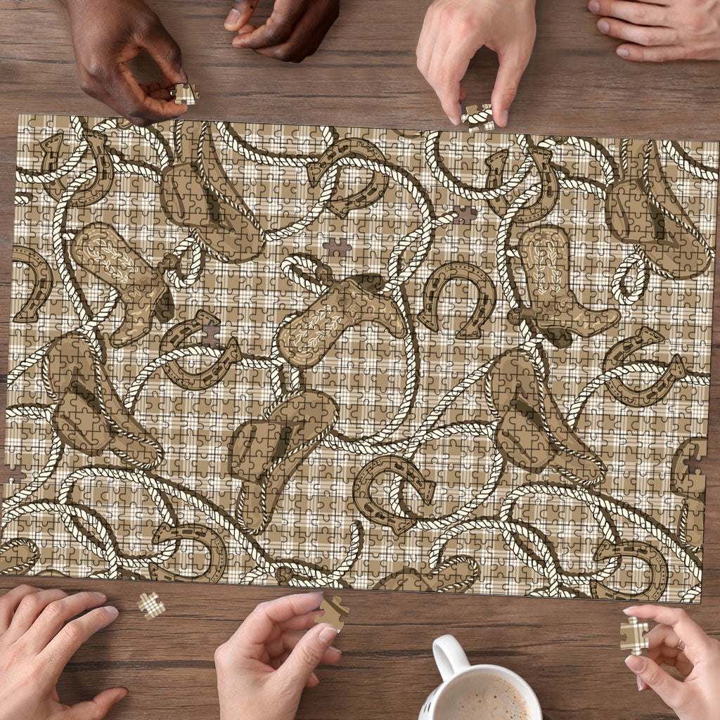 Beige Hawaii Palaka Cowboy Puzzle Hawaiian Paniolo Festival Spirit
