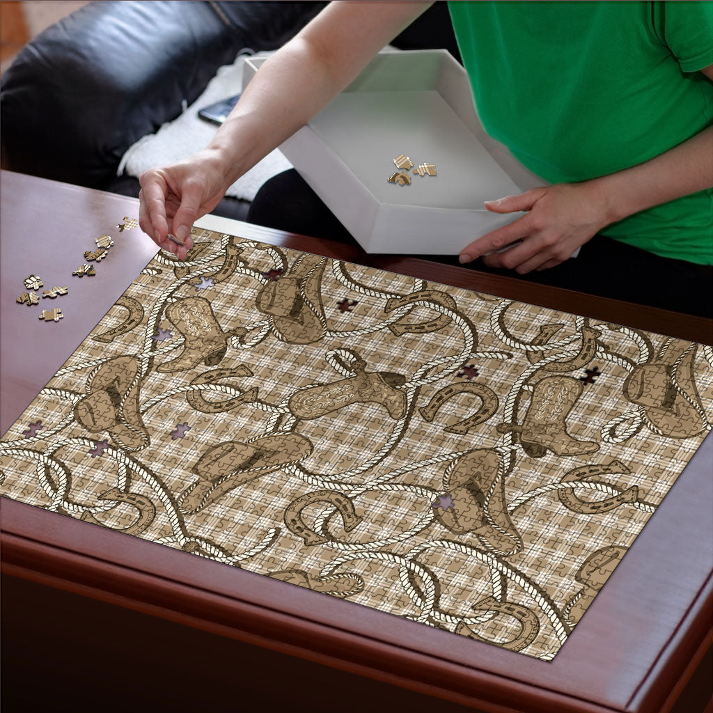 Beige Hawaii Palaka Cowboy Puzzle Hawaiian Paniolo Festival Spirit