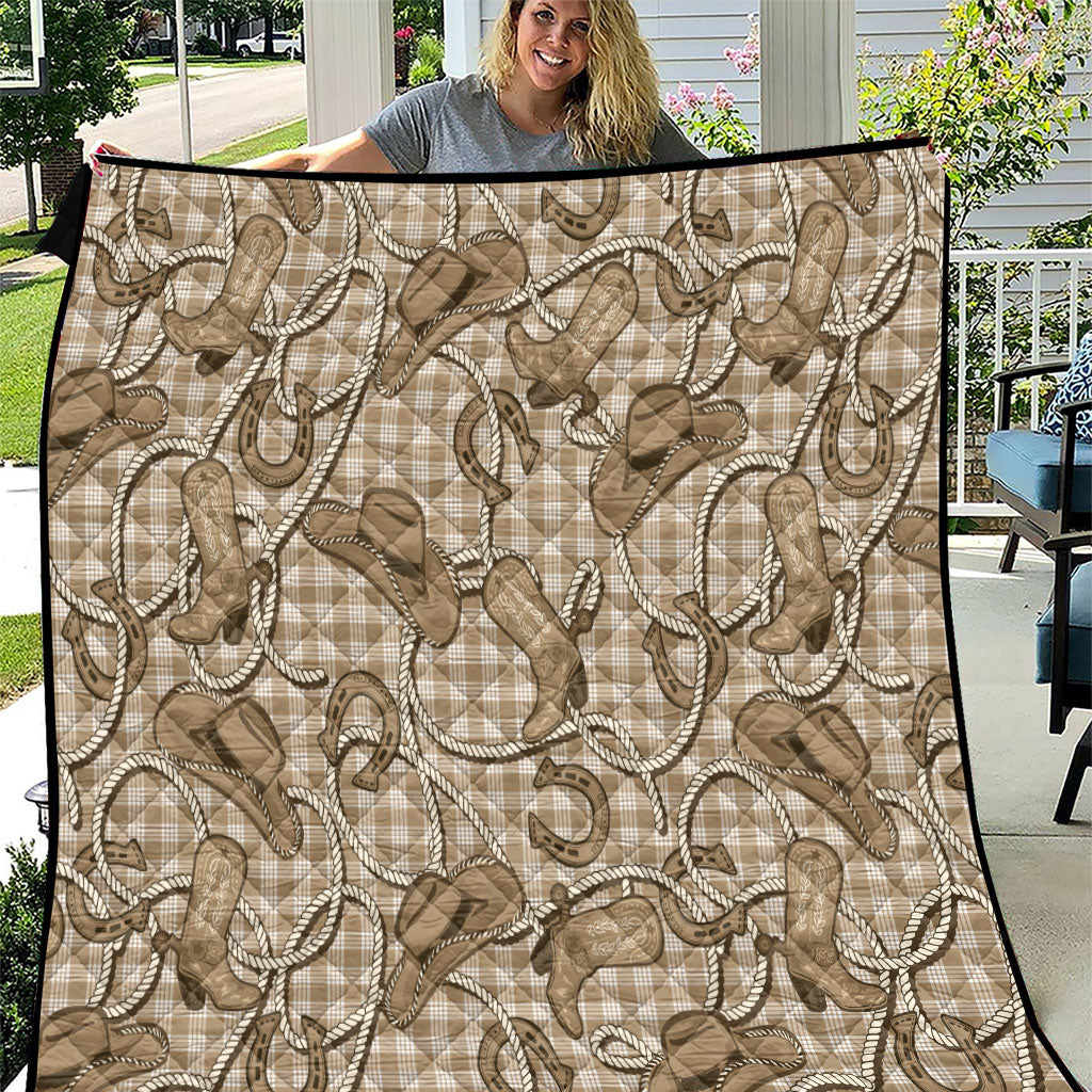 Beige Hawaii Palaka Cowboy Quilt Hawaiian Paniolo Festival Spirit