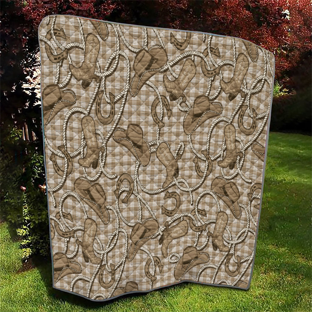 Beige Hawaii Palaka Cowboy Quilt Hawaiian Paniolo Festival Spirit
