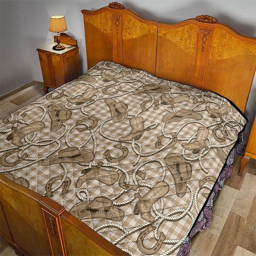 Beige Hawaii Palaka Cowboy Quilt Hawaiian Paniolo Festival Spirit