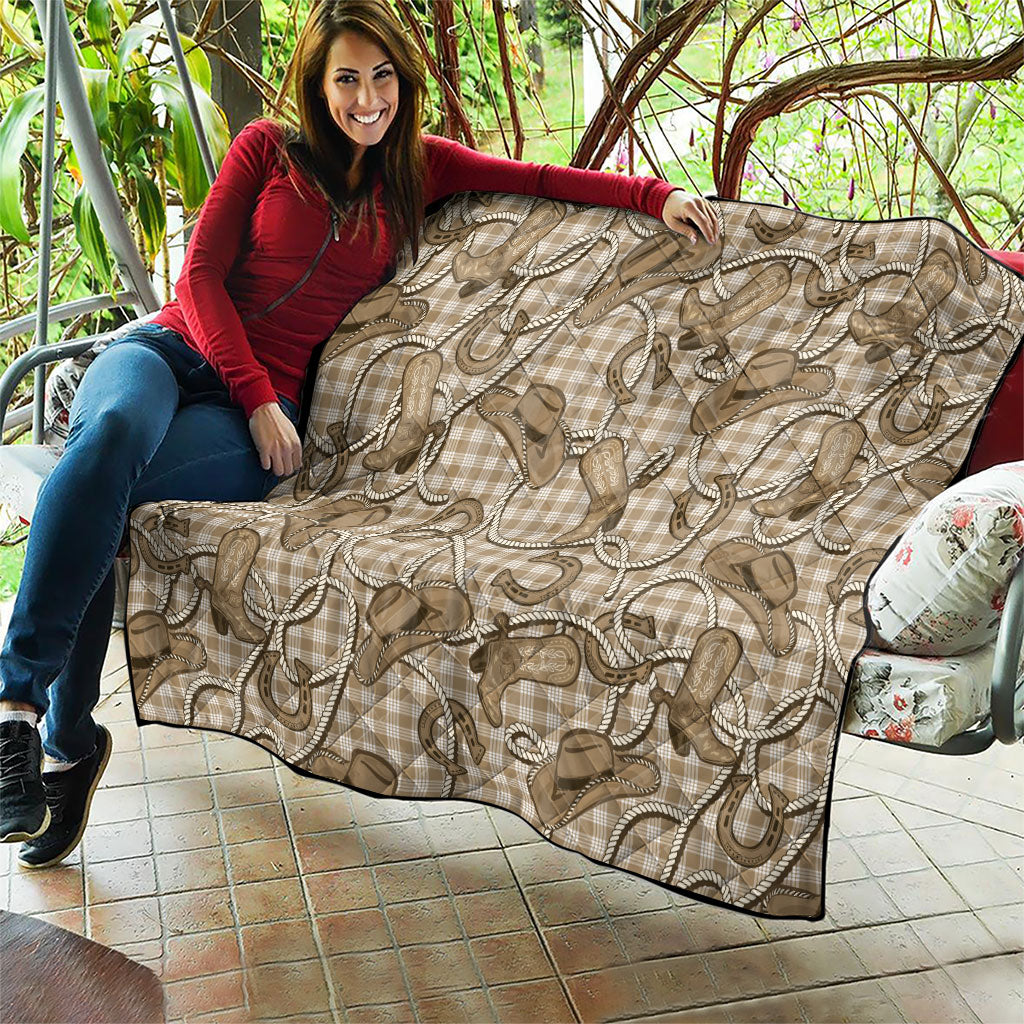 Beige Hawaii Palaka Cowboy Quilt Hawaiian Paniolo Festival Spirit